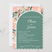 オーダーメイドの美しい花束 ダークバーガンディ ピンク & グリーン 招待状 (正面)