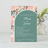 オーダーメイドの美しい花束 ダークバーガンディ ピンク & 緑 招待状 (スタンド正面)