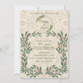 オーダーメイドの美しい花束 ダークバーガンディ ピンク & 緑 招待状 (正面)