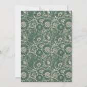 オーダーメイドの美しい花束 ダークバーガンディ ピンク & 緑 招待状 (裏面)