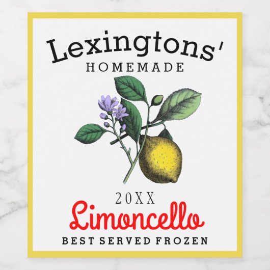 オーダーメイドの背の高いリモンチェッロ ラクールボトルラベル ワインラベル (シングルラベル)