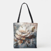 オーダーメイドの芍薬の水彩花アート トートバッグ (裏面)