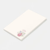 オーダーメイドの花とティーポットの付箋 ポストイット (アングル)