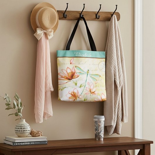 オーダーメイドの花とトンボ トートバッグ