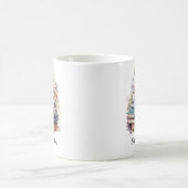 オーダーメイドの花と本の積み重ねデザイン コーヒーマグカップ (中央)