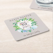 オーダーメイドの花のイースターワゴン スクエアペーパーコースター (アングル)