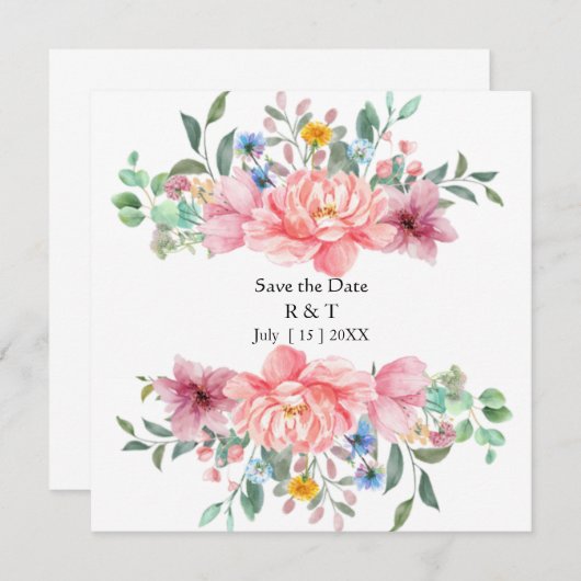 オーダーメイドの花のカードを保存する日付 セーブザデート (正面/裏面)