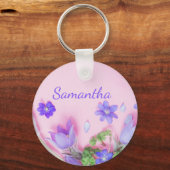 オーダーメイドの花のキーチェーン|青い野の花 キーホルダー (裏面)