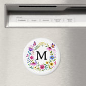 オーダーメイドの花のモノグラムリース マグネット (インサイチュ (食洗機))