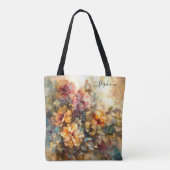 オーダーメイドの花の水彩アート トートバッグ (裏面)