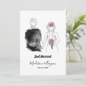 オーダーメイドの花嫁と新郎 | 結婚前パーティーのカード 招待状 (スタンド正面)