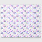 オーダーメイドの花嫁と花婿の結婚指輪 ピンクとブルー ラッピングペーパー (フラット)