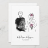 オーダーメイドの花嫁と花婿 | ブライダルシャワーカード 招待状 (正面/裏面)