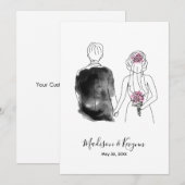 オーダーメイドの花嫁と花婿 | 結婚前お披露目カード 招待状 (正面/裏面)