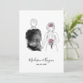 オーダーメイドの花嫁と花婿 | 結婚前のお祝いカード 招待状 (スタンド正面)