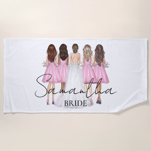 オーダーメイドの花嫁のための特別な名前のギフト ビーチタオル (正面)