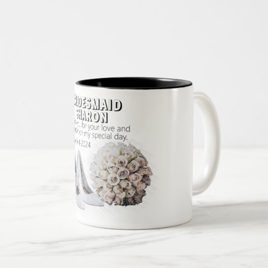 オーダーメイドの花嫁の友人へのギフト ツートーンマグカップ (正面右)