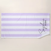 オーダーメイドの花嫁ビーチタオル | ラベンダー ストライプ ビーチタオル (正面)