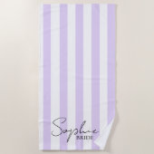 オーダーメイドの花嫁ビーチタオル | ラベンダー ストライプ ビーチタオル (正面)