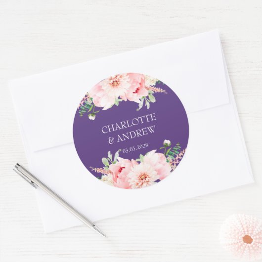 オーダーメイドの花束 ウェディング ラウンドシール (封筒)