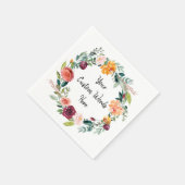 オーダーメイドの花柄バースデーパーティー・アニバーサリー・ウェディング スタンダードカクテルナプキン (角)