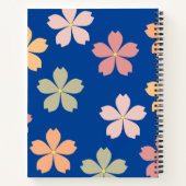 オーダーメイドの花柄青背景ノート ノートブック (裏面)