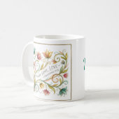 オーダーメイドの花柄 Faith Hope Love コーヒーマグカップ (正面左)