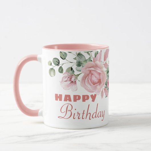 オーダーメイドの花 誕生日おめでとう  マグカップ (左)