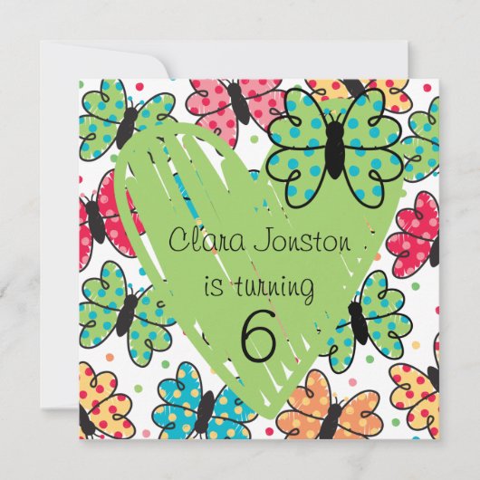 オーダーメイドの蝶の誕生日招待状 招待状 (正面)