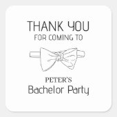 オーダーメイドの蝶ネクタイ バチェラーパーティー 感謝 スクエアシール (正面)