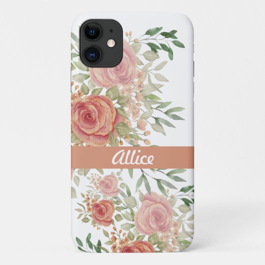 オーダーメイドの血色の水彩バラ ボヘミアン・チック Case-Mate iPhoneケース (裏面)