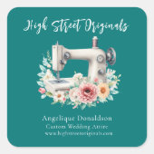 オーダーメイドの裁縫師のための花柄ビジネスプロモーション スクエアシール (正面)