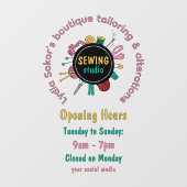 オーダーメイドの裁縫道具 QRコード 窓用ステッカー ウィンドウサイン (シート)