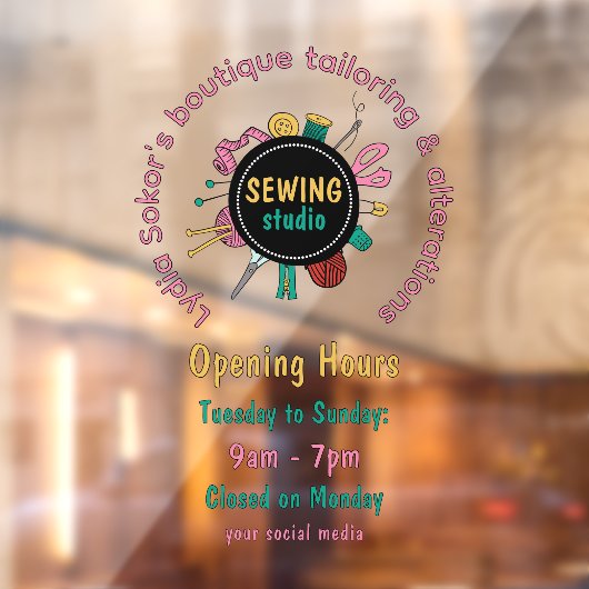 オーダーメイドの裁縫道具 QRコード 窓用ステッカー ウィンドウサイン (シート2)