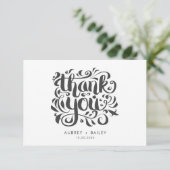 オーダーメイドの装飾的なカリグラフィー結婚式お礼カード サンキューカード (スタンド正面)