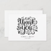 オーダーメイドの装飾的なカリグラフィー結婚式お礼カード サンキューカード (正面/裏面)