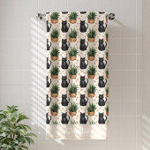 オーダーメイドの観葉植物と猫 ビーチタオル