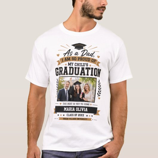 オーダーメイドの誇り高きパパ卒業グッズ  Tシャツ (正面)