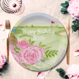 オーダーメイドの誕生日おめでとうゴルフ場の芍薬 ペーパープレート