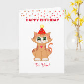 オーダーメイドの誕生日おめでとう Kitty Cat カード (黄色い花)