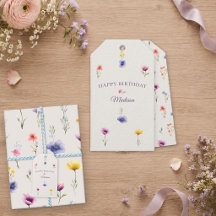 オーダーメイドの誕生日ギフトタグ 野の花の草原