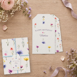オーダーメイドの誕生日ギフトタグ 野の花の草原 ギフトタグ