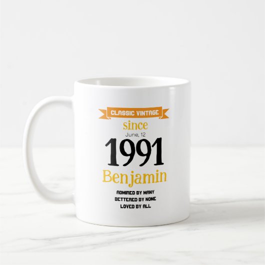 オーダーメイドの誕生日ギフト コーヒーマグカップ (左)