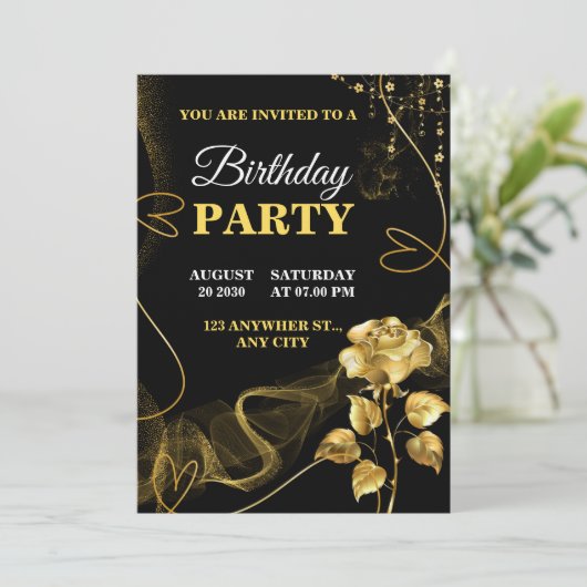 オーダーメイドの誕生日招待状 エレガントな誕生日カード 招待状 (スタンド正面)