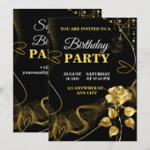 オーダーメイドの誕生日招待状 エレガントな誕生日カード 招待状 (正面/裏面)