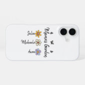 オーダーメイドの誕生花マグカップ 名前 ママの庭の贈り物 iPhone 16ケース (裏面横)