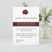 オーダーメイドの赤いバラ1本のウェディングまたはパーティーの招待状 招待状 (スタンド正面)