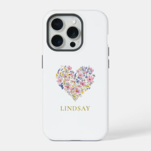オーダーメイドの野の花ハートネーム iPhone 15 PROケース