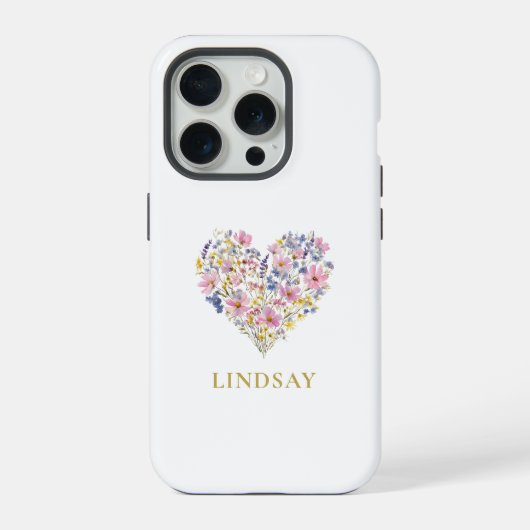 オーダーメイドの野の花ハートネーム iPhoneケース (裏面)