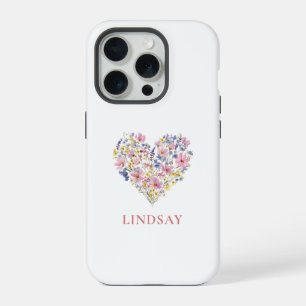 オーダーメイドの野の花ハートネーム iPhone 15 PROケース
